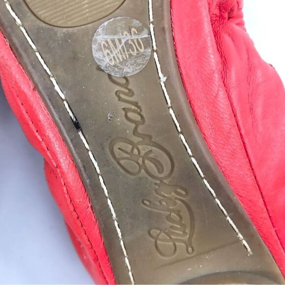 Lucky Brand Emmie Red Leather Elastic Side Ballet Flats - Picture 12 of 15